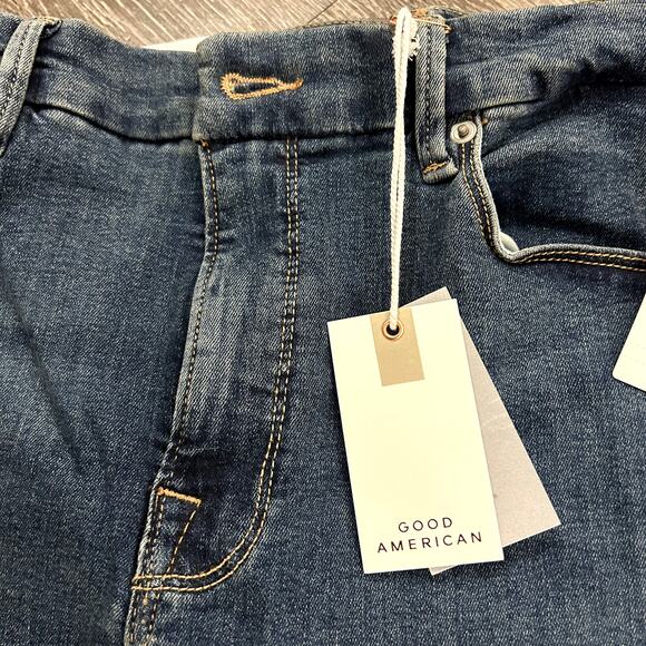 NWT Good American Good Legs Straight Jeans Blue004 Sz 14 / 32 Dark Stretch Denim - Picture 11 of 16